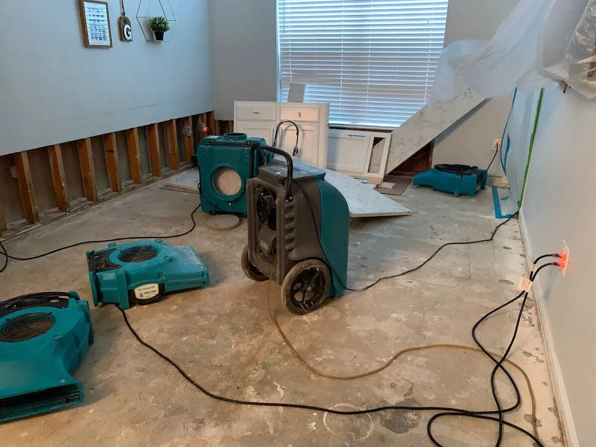 Dehumidifier in flood-cut room for Water Extraction & Removal in Merced
